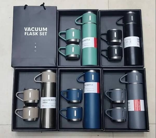 500ml Vacuum Flask Family Camp Use One Bottle Two Cups Double Wall Stainless Steel Drinking Cup bulk