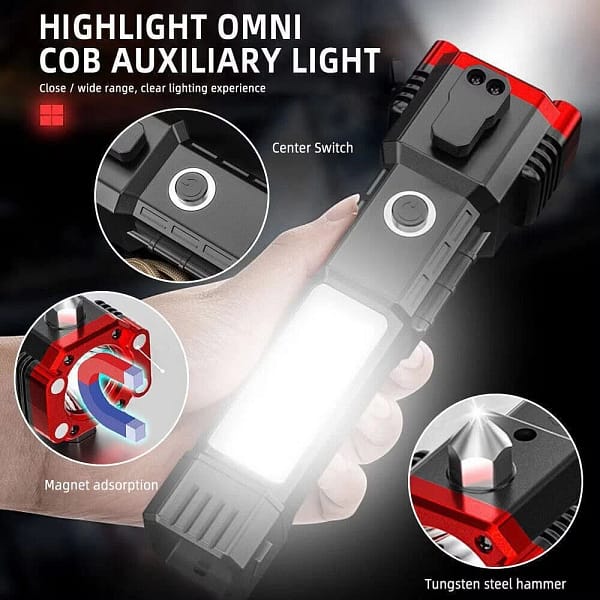 portable rechargeable torch led flashlight power bank hammer and strong glass and seat belt 1000x1000 3