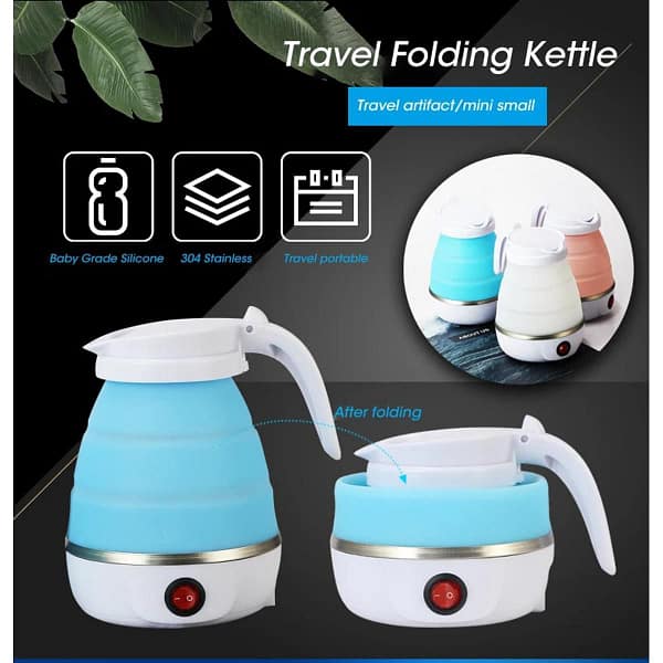 foldable and portable teapot water heater 0 6l 600w 220v electric kettle for travel and home tea pot water kettle silica gel fast water boiling 600 ml 17423 040