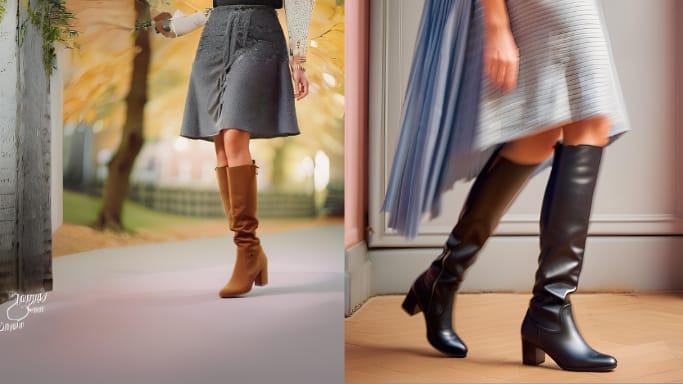 long boots with skirt